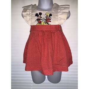 Vintage Kids Baby Walt Disney Productions Minnie & Mickey Mouse Red & Ivory 2T